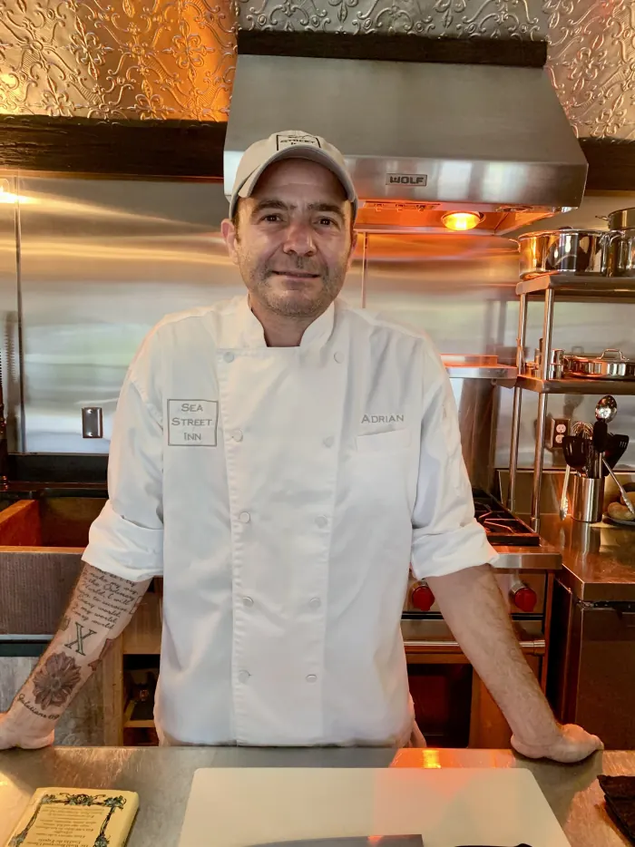 Chef and co-owner Adrian in the Sea Street Inn kitchen