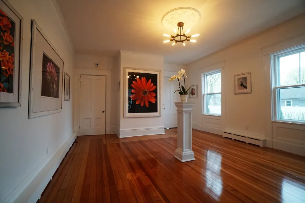 Hallway with antique wood floors