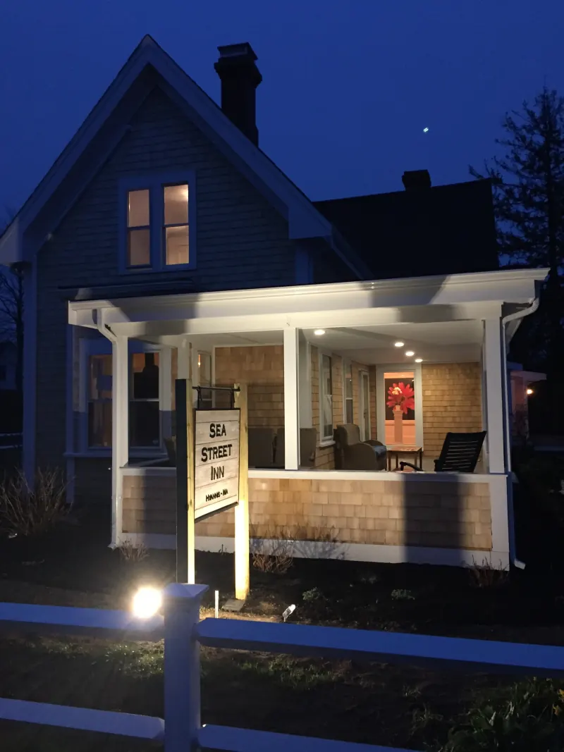 Sea Street Inn porch at night